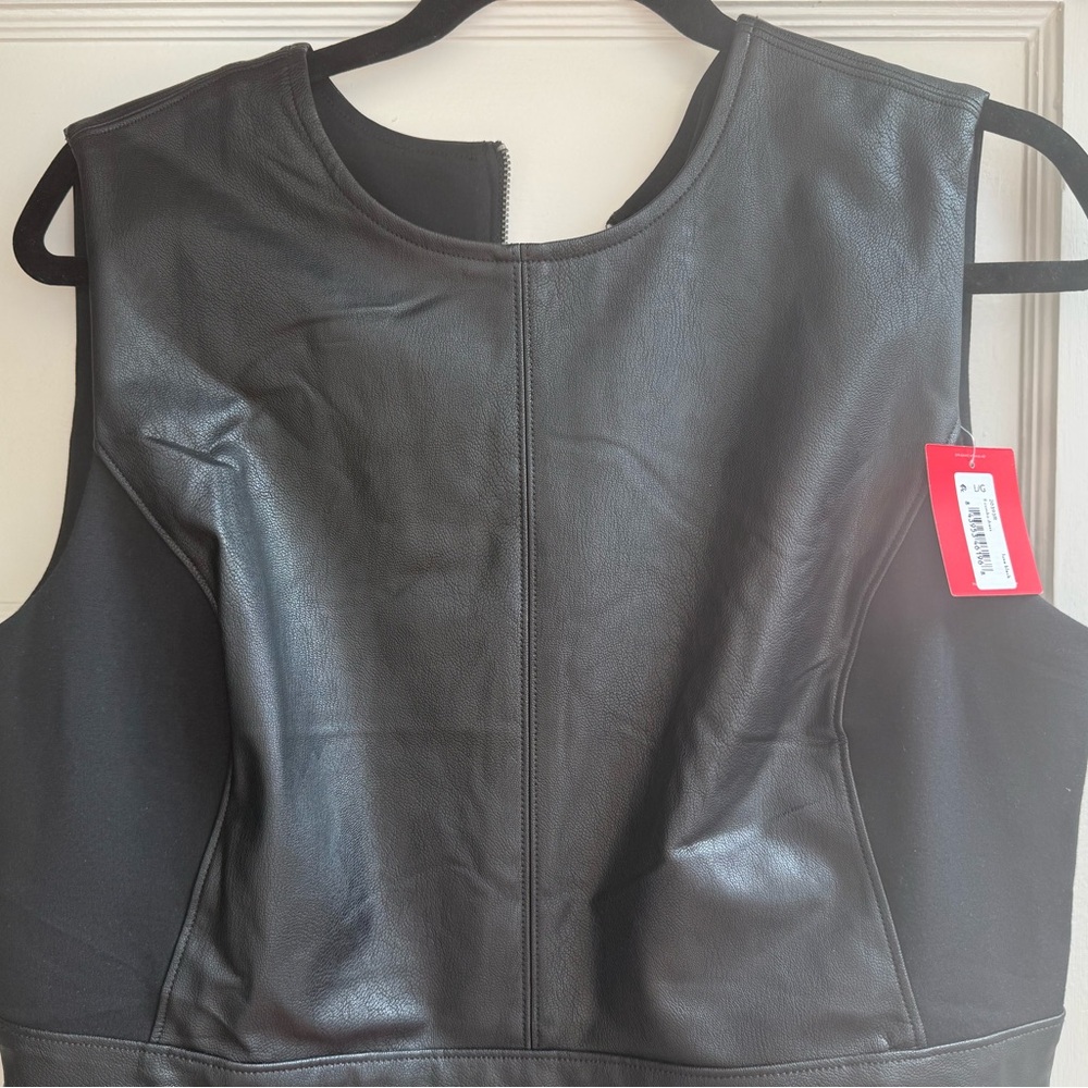 NWT Spanx Leather-Like Combo Sheath Dress-Luxe Black - Picture 8 of 11